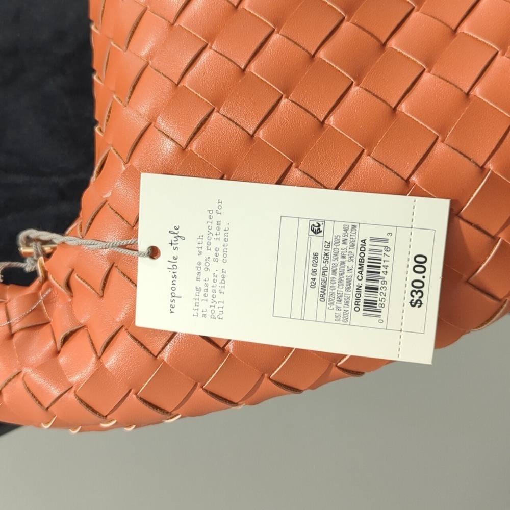 a new day Woven Hobo Shoulder Bag in Coral Orange - Picture 3 of 10